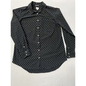 A New Day Black Polka Dot Button Down Shirt Womens XL Long Sleeve Chest Pockets